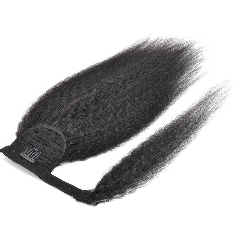 Brazilian Afro Kinky Straight Pony Tail Remy Wrap Around Drawstring Ponytail Human Hair Ponytail Extensions Clip Ins 120g