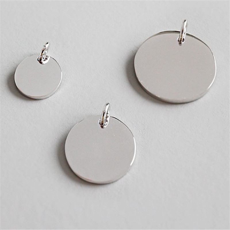 New Fashion 100% 925 Sterling Silver Round Circle Pendants Fit For Necklaces Bracelet Fine Jewelry Geometric Charms