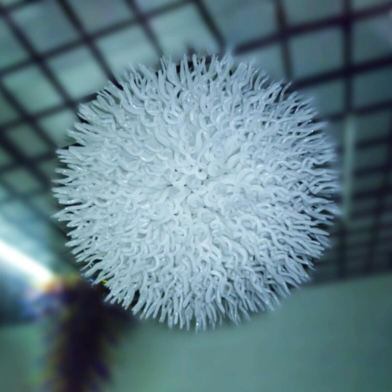 Round Ball Crystal Chandeliers White Hand Blown Lamps Chandelier Lights Creative Home Decoration Lighting Fixtures