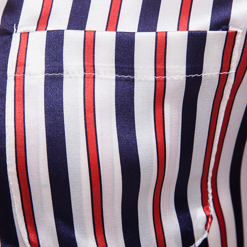 Men's Shirts Night Club Shirt Type Personal Bright Face Vertical Stripe Hundred Sets Men's Leisure Collar Long Sleeve Shirts