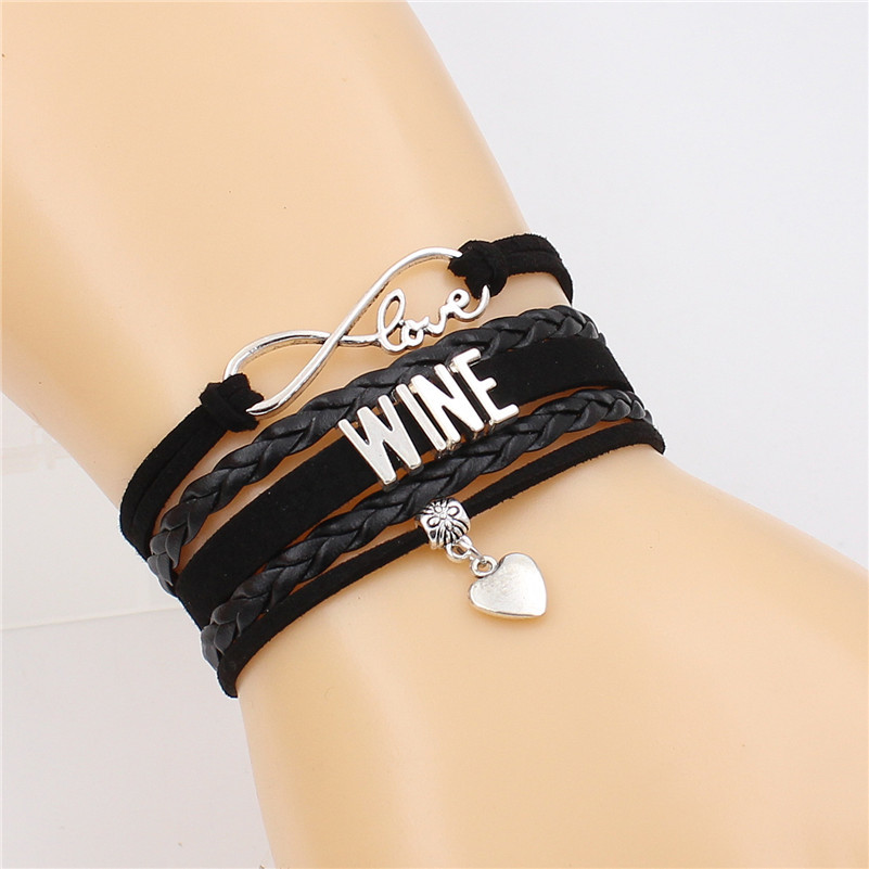 New Fashion Antique Silver Color Wine Alphabets Leather Bracelets Heart Charm Vintage Jewelry Gift For Women Men Dropshipping
New Fashion Antique Silver Color Wine Alphabets Leather Bracelets Heart Charm Vintage Jewelry Gift For Women Men Dropshipping