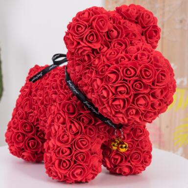 Artificial Rose Flower PE Rose Dog Cute Cartoon Dog Flower Girlgriend Present Wedding Party Decoration Valentine's Day Gift