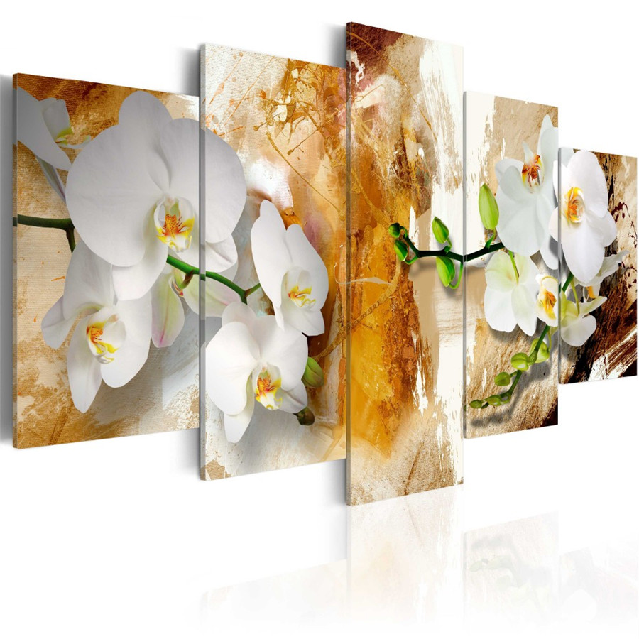 ( No Frame ) Abstract Orchid Flower Canvas Art Print Modern Wall Painting Home Decoration Gift for Love, Choose Color & Size