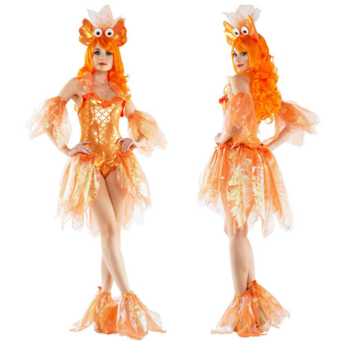 Goldfish Costume Adult Funny Fish Halloween Fancy Dress MS10032, Gold