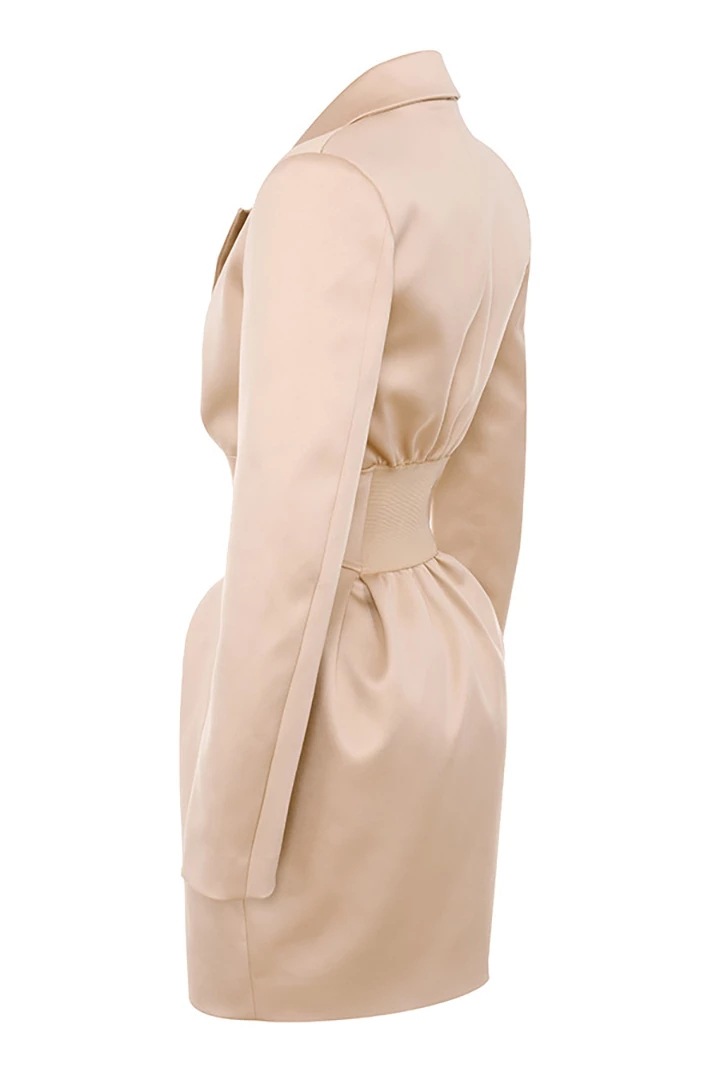 Sexy Khaki Blazer Dress Women - V Neck Bodycon Thin Outwear For B1