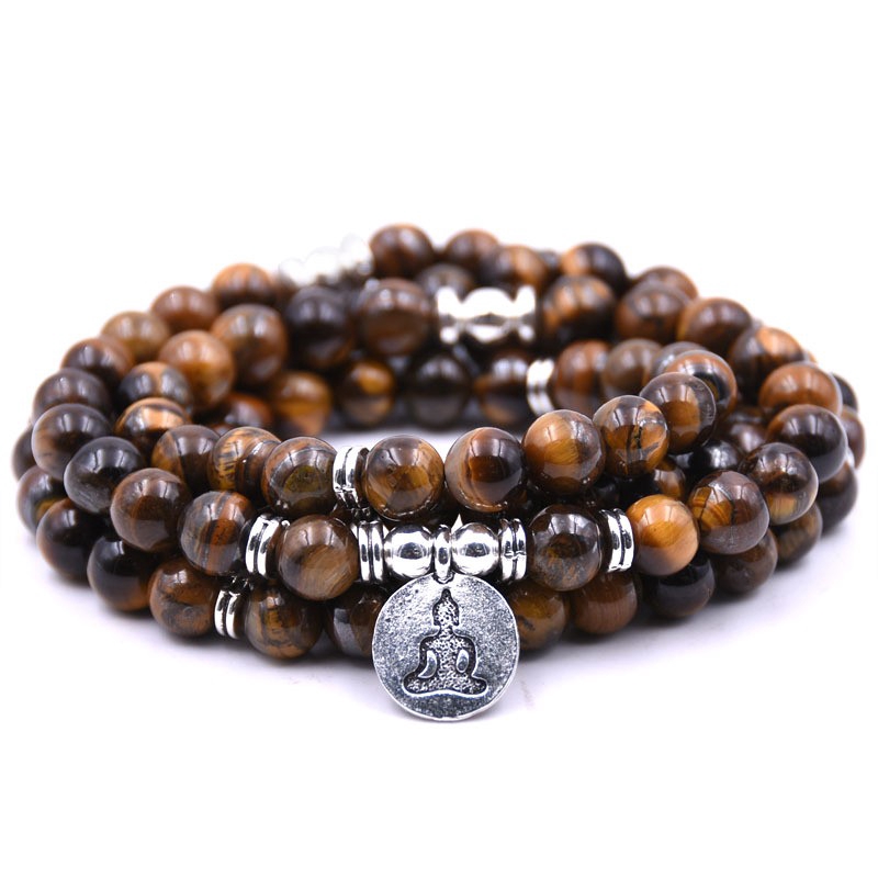 108 beads natural stone Jewelry beaded strands bracelet ethnic style multi-layer men and women parents birthday gifts