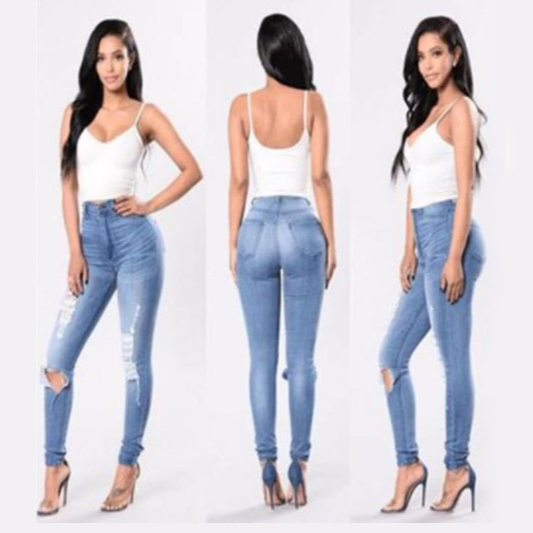 Jean High-Waist-Pants Streetwear Large-Size Denim Women Skinny for with Modis Hole DM001, Blue
Jean High-Waist-Pants Streetwear Large-Size Denim Women Skinny for with Modis Hole DM001, Blue