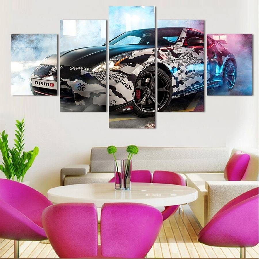 5pcs/set Unframed Nismo Sports Car Colorful Impressionist Painting On Canvas Wall Art Painting Art Picture For Living Room Decor