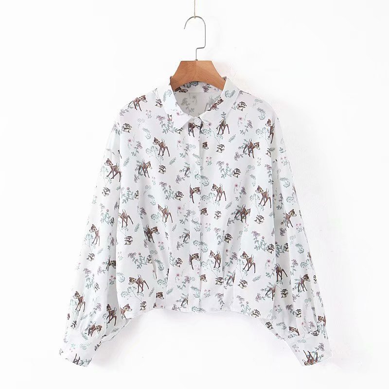 Women Short Blouse Long Sleeve Shirt Autumn 2019 New Fashion Cute Animal Prints Pattern Modern Girl Casual Loose Tops, As photo 2
Women Short Blouse Long Sleeve Shirt Autumn 2019 New Fashion Cute Animal Prints Pattern Modern Girl Casual Loose Tops, As photo 2
