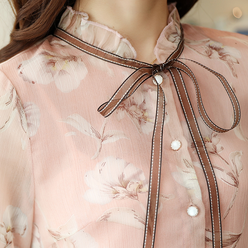 Fashion 2019 Autumn long sleeve print chiffon women shirt casual OL blouse ladies tops blusa feminina 0871 30 MX200407