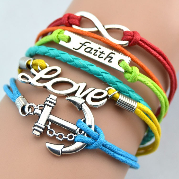 Wholesale- choose Infinity Cheer Charm Fashion Speaker Cheerleaders Bracelet friendship leather bracelets for gift customs sports