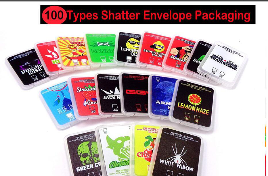 Stock Sale Shatter Case Packaging Assorted Strain Slim Shatter Packs Wax Concentrate Packaging White Widow Amnezia Haze Purple Kush от DHgate WW