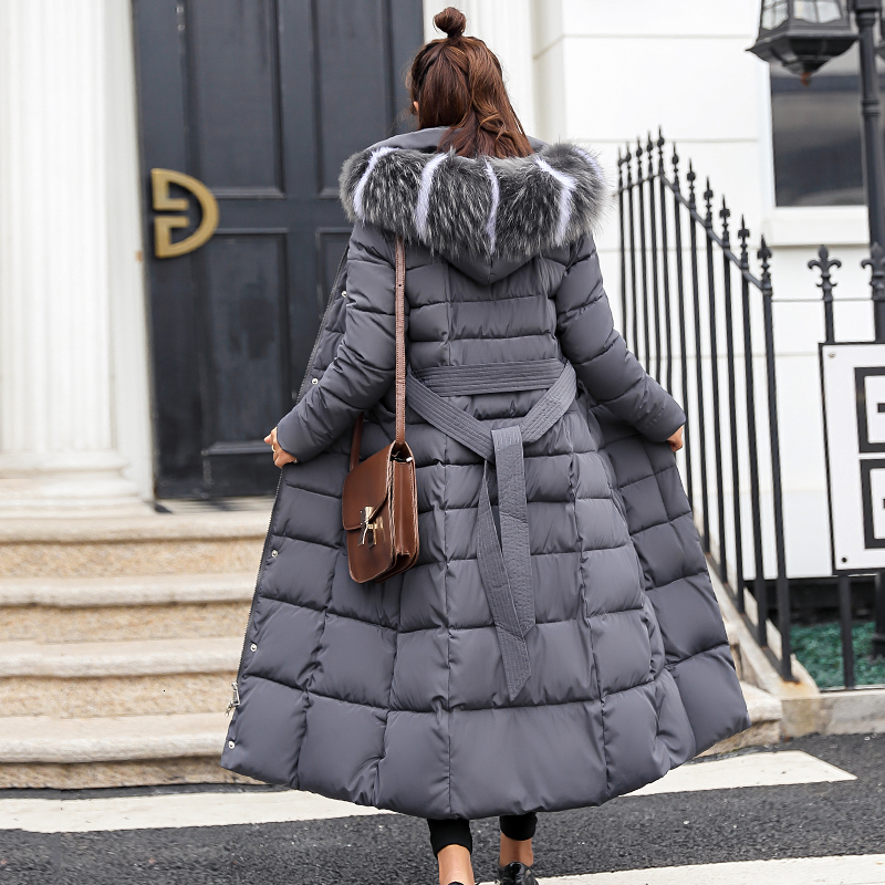 2019 High Quality Fur Collar Women Long Winter Coat Female Warm Wadded Jacket Womens Outerwear Parka Casaco Feminino Inverno V191025