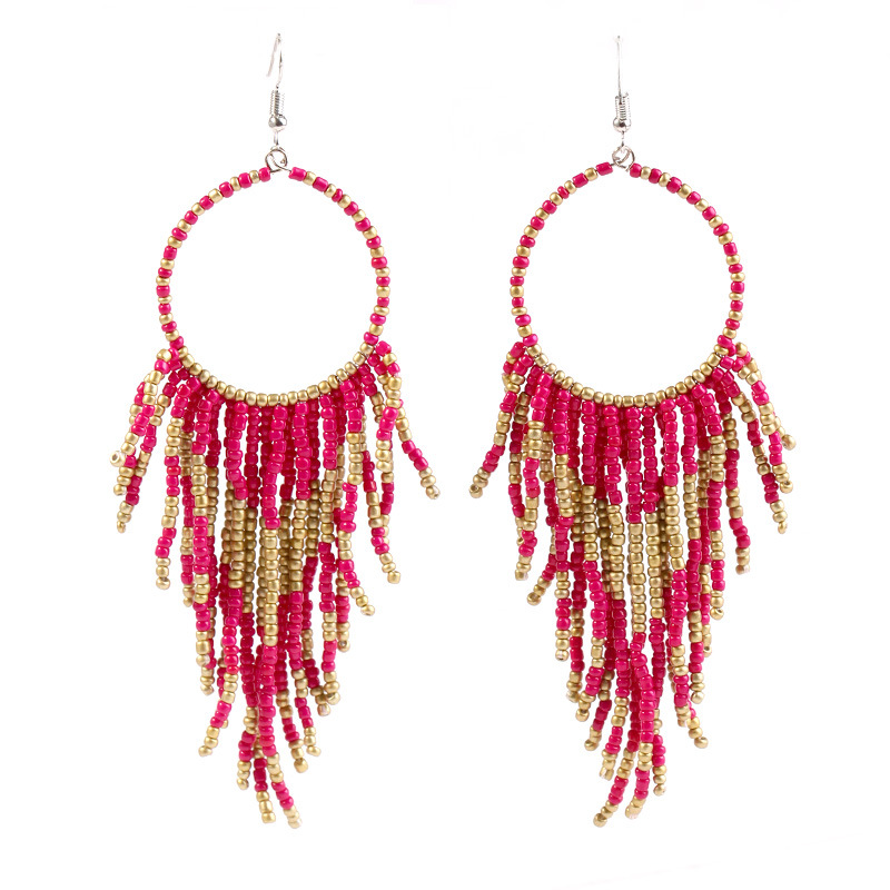Bohemia National Style Earrings Handmade Beaded Fashion Multilayer Tassels Bead Long Dangle Earrings Women Girls Jewelry Gift 7 Styles