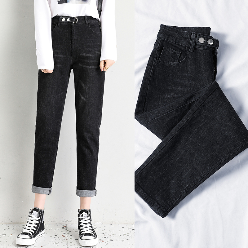 Women's Jeans Denim Women With Retro Waisted Jean Haren Pants In Regular Fit Ankle-length High Waist Womens Streetwear Blue