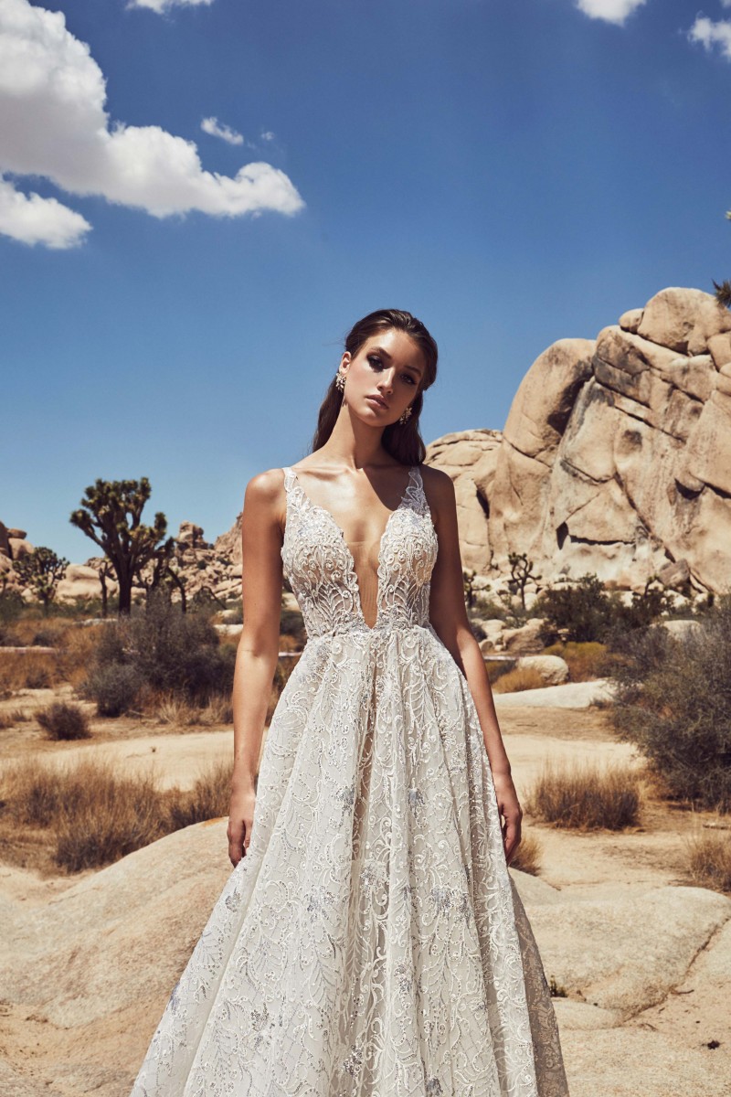 Calla Blanche 2020 Dresses V Neck Lace Boho Bridal Gowns Sleeveless Backless A Line Princess Wedding Dress vestido de novia