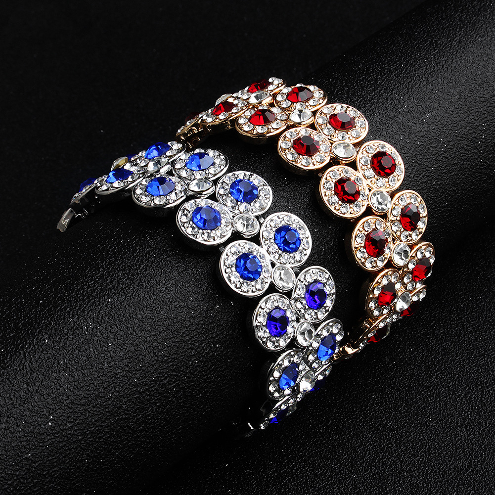 Blue Bridal Bracelets Elastic Charm Dazzling Rhinestones Beaded Wedding for Bridal The Great Gatsby Bracelets Girls Party Accessories