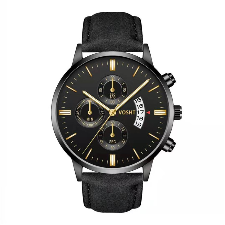 Man Leather Strap Watches with Calendar Fashion Big Dial Mens Watches with Gold Silver Black Case, Mix color
Man Leather Strap Watches with Calendar Fashion Big Dial Mens Watches with Gold Silver Black Case, Mix color