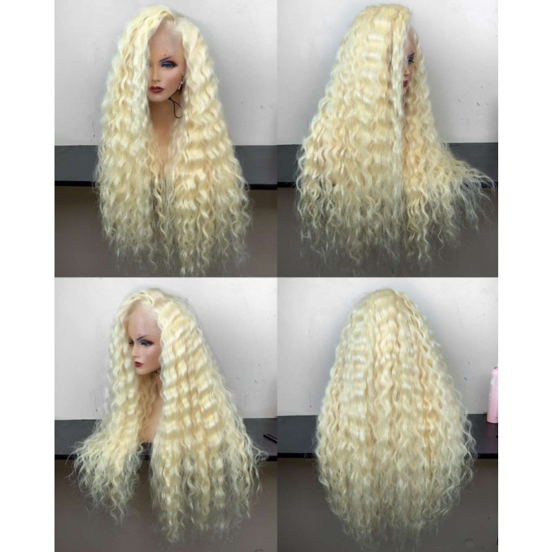 Fast shipping #613 loose Curly synthetic Lace Front Wigs For white /black Women blonde Color Lace Frontal Wig pre Plucked With Baby Hair