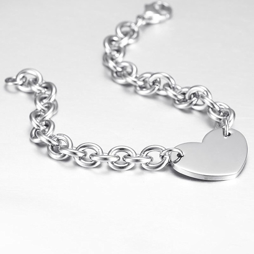 Medical Sign ID Chain Bracelets Charm Heart Shape Bracelets Titanium Stainless Steel Jewelry Men Women Bangle