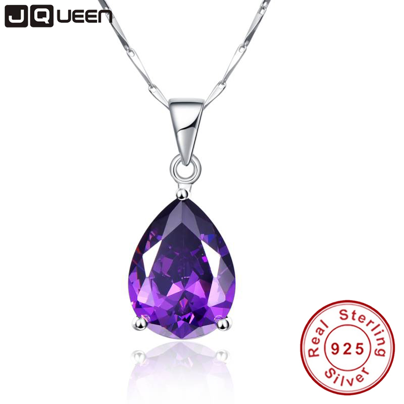 Fashion- Wholesale 925 Sterling Silver Jewelry Pearl Cut Waterdrop Amethyst Pendant Necklace for Women's Clothing & Accessories X912