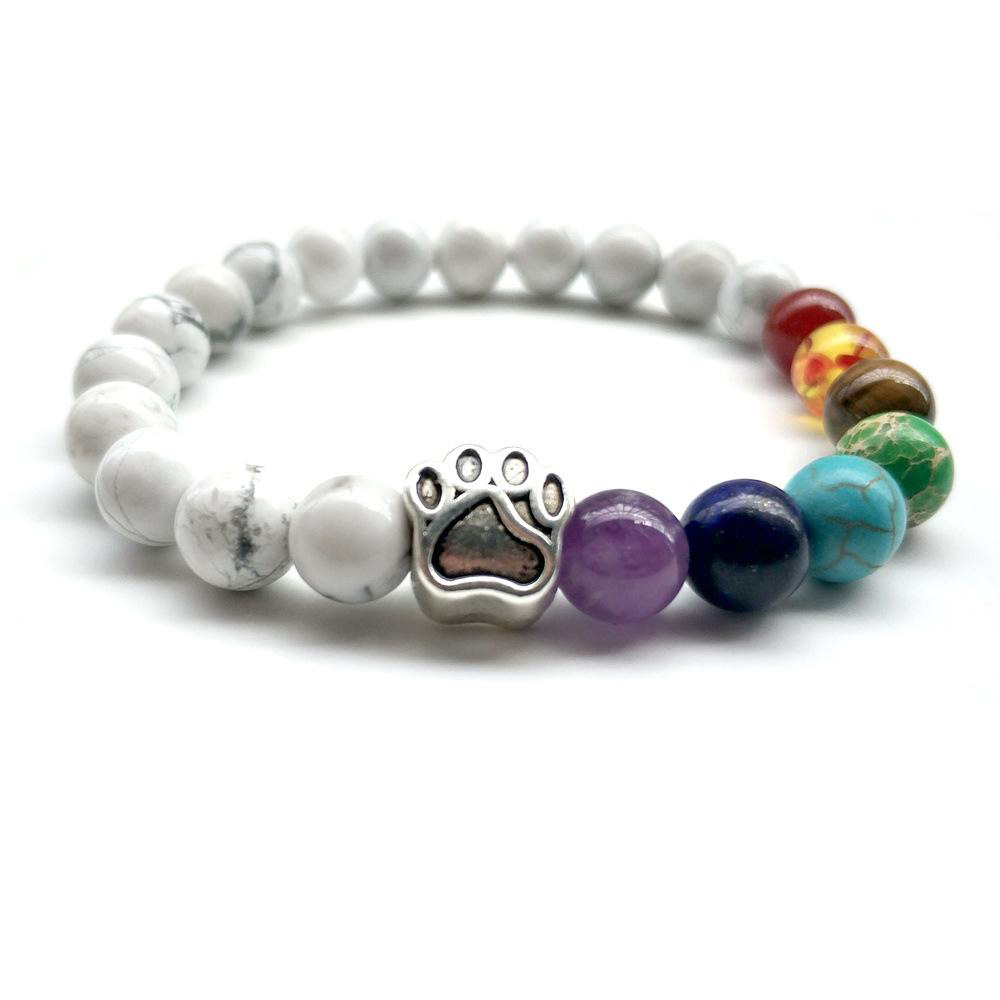 7 Chakra Natural stone beads Bracelet For Women Men Cat dog claw Charm Lava Stone Healing balance Yoga beaded Bangle DIY Jewelry