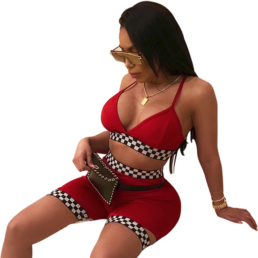 Plus Size Women Race Suit Set Plaid Summer Two Piece Set Bra Top Skinny Shorts Female Tracksuit Outfit Sexy Club Wear S-2XL T5190610, Black
Plus Size Women Race Suit Set Plaid Summer Two Piece Set Bra Top Skinny Shorts Female Tracksuit Outfit Sexy Club Wear S-2XL T5190610, Black