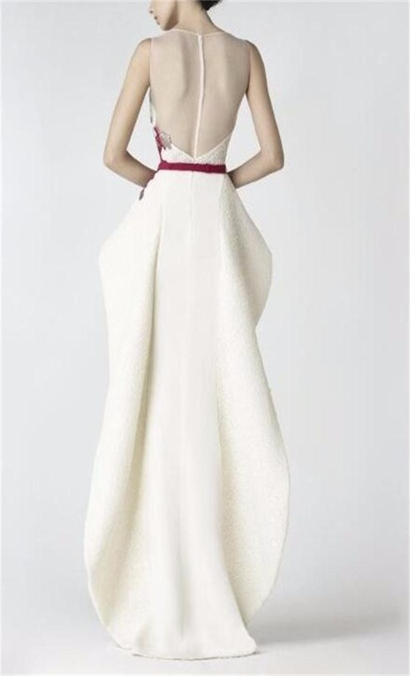 2019 New High Quality Satin Embroidered Flowers Floor Length Mermaid Evening Prom Dresses Sexy Sheer Back Design Formal Occasions Gowns