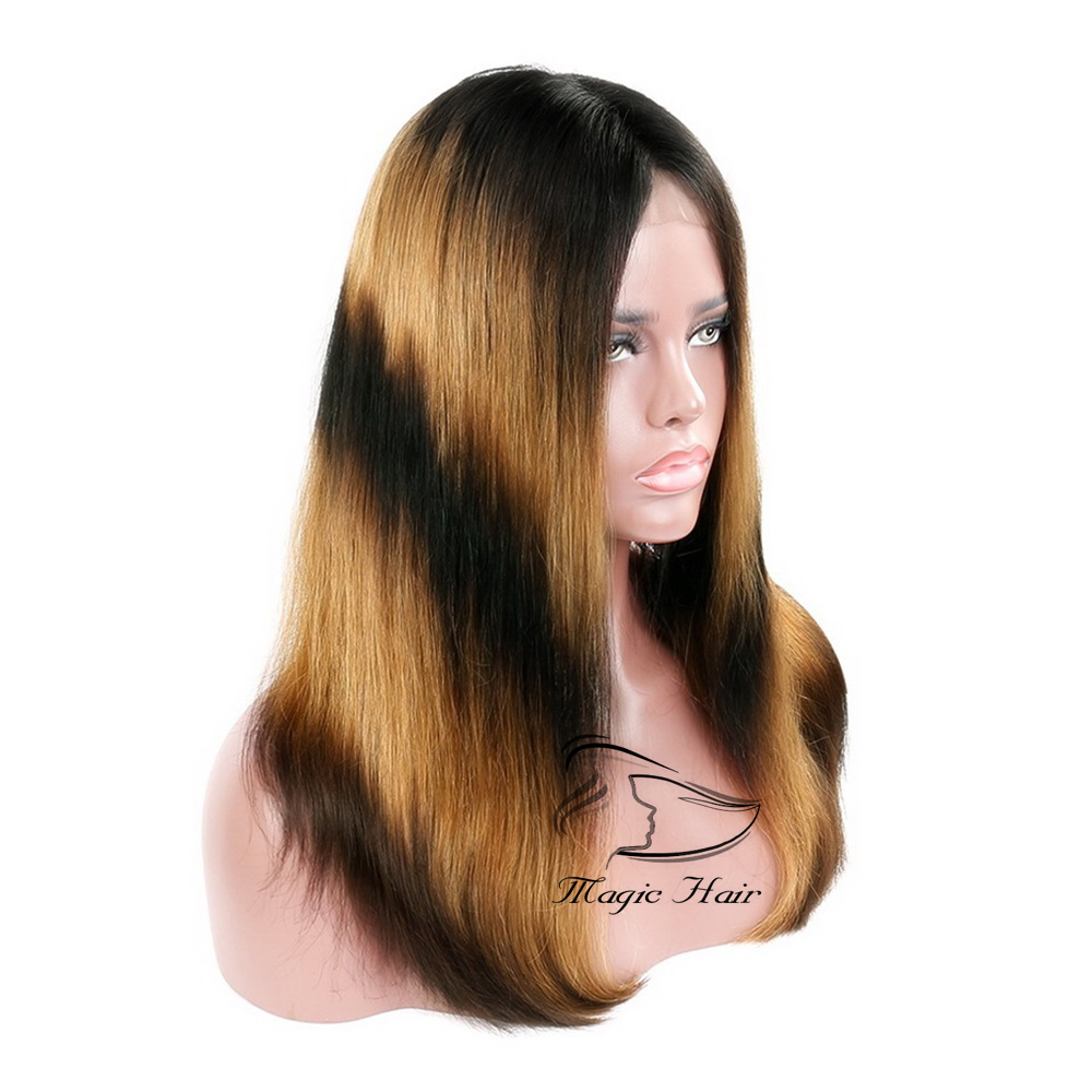 Lace Front Human Hair wig Brazilian Straight Closure Wig Ombre 1b/30 Remy Human Hair Wigs For Black Women Middle Part Free Shipping