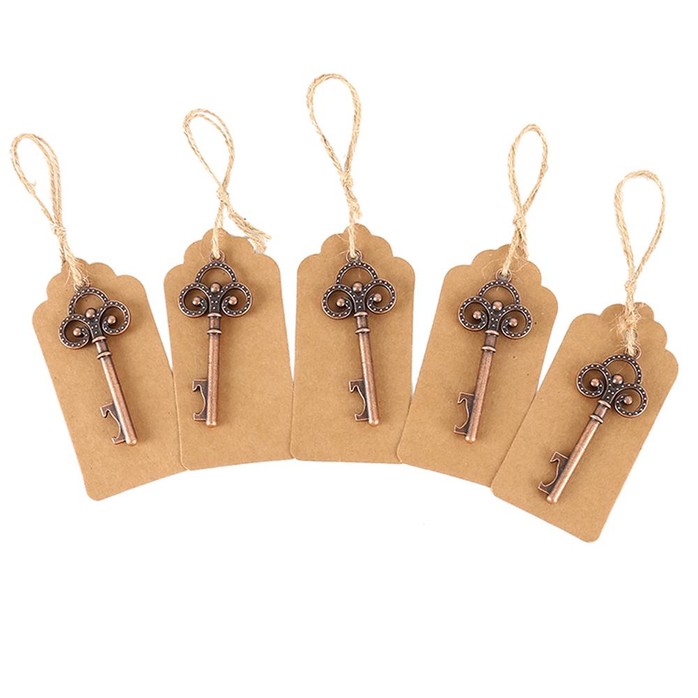 50pcs Wedding Souvenirs Skeleton Bottle Opener + Tags vintage Wedding Favors and Gifts for Guest Party decoration Favors box