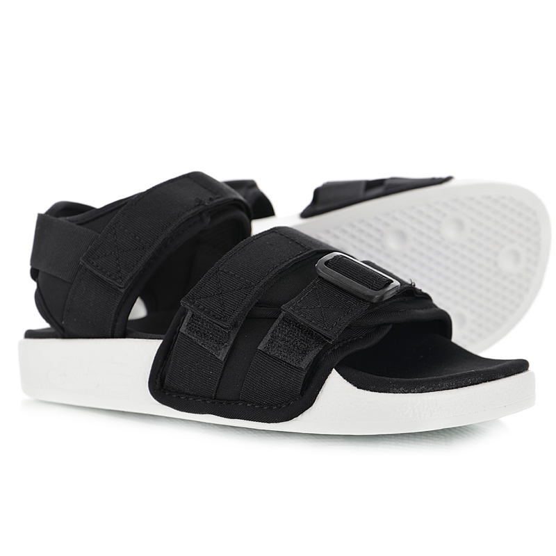 Hot Sale-Adilette Summer wild casual wear sandals "black and white" Solid color soles logo Logo Summer outing Outdoor play Hook & Loop