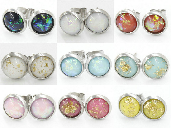 8mm 1.3g 14Colors Cabochon Opal Earrings Mini Amber Stainless Steel Opal Stud Earrings Stud New Jewelry for Women Girl Brithday Candy Colors
8mm 1.3g 14Colors Cabochon Opal Earrings Mini Amber Stainless Steel Opal Stud Earrings Stud New Jewelry for Women Girl Brithday Candy Colors