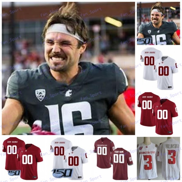 

Custom Washington State Cougars #16 Gardner Minshew II 3 Tyler Hilinski 4 Luke Falk 11 Drew Bledsoe 34 Steve Gleason WSU Football Jersey, As