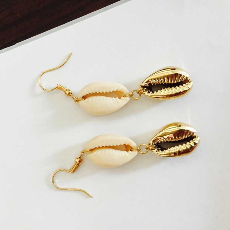 Shell earrings bohemian shell pendant hanging earrings beach accessories ladies jewelry