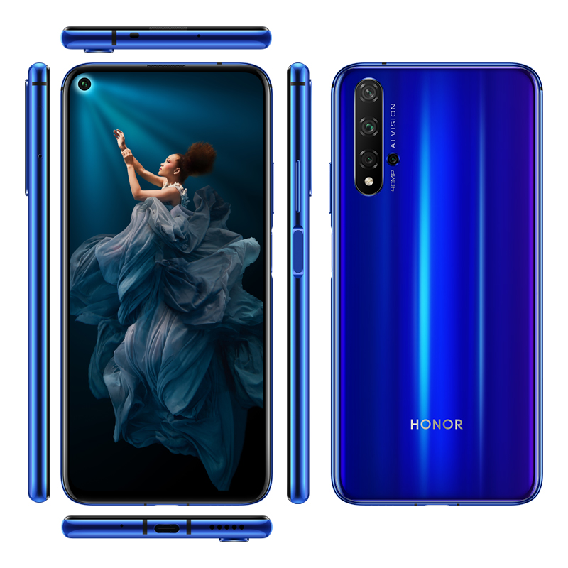 

Original Huawei Honor 20 4G LTE Cell Phone 8GB RAM 128GB 256GB ROM Kirin 980 Octa Core Android 6.26" Full Screen 48.0MP AR NFC 3750mAh Face ID Fingerprint Smart Mobile Phone