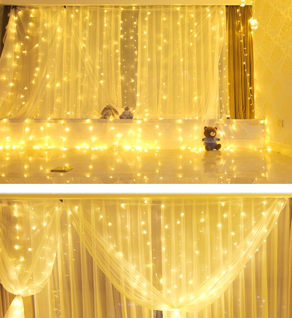2 layers Colorful wedding backdrop curtains with led lights event party arches decoration wedding stage background silk drape decor 3M X 3M