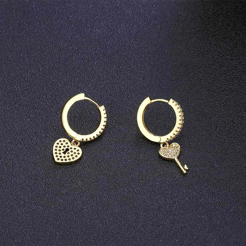 Hoop & Huggie Trendy Gold Silver Love Heart Lock With Crystal Key Earrings Fashion CZ For Women Wedding Jewelry
Hoop & Huggie Trendy Gold Silver Love Heart Lock With Crystal Key Earrings Fashion CZ For Women Wedding Jewelry