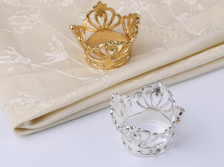 Crown Napkin Ring Metal Crown Shape with Imitation Diamond Napkin Holder for Home Wedding Table Decoration