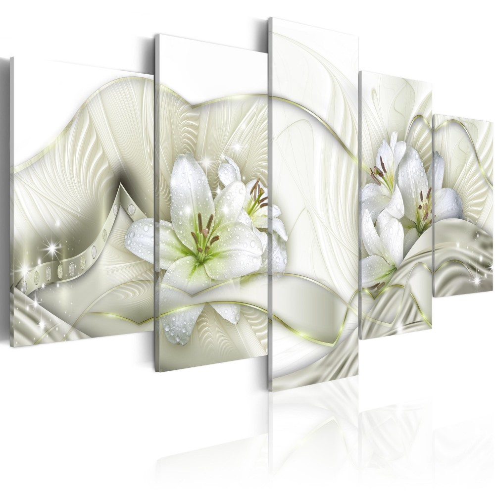 Abstract Flower Canvas Art Print Modern Lily Floral Wall Painting Home Decoration Gift for Love, Choose Color & Size ( No Frame )