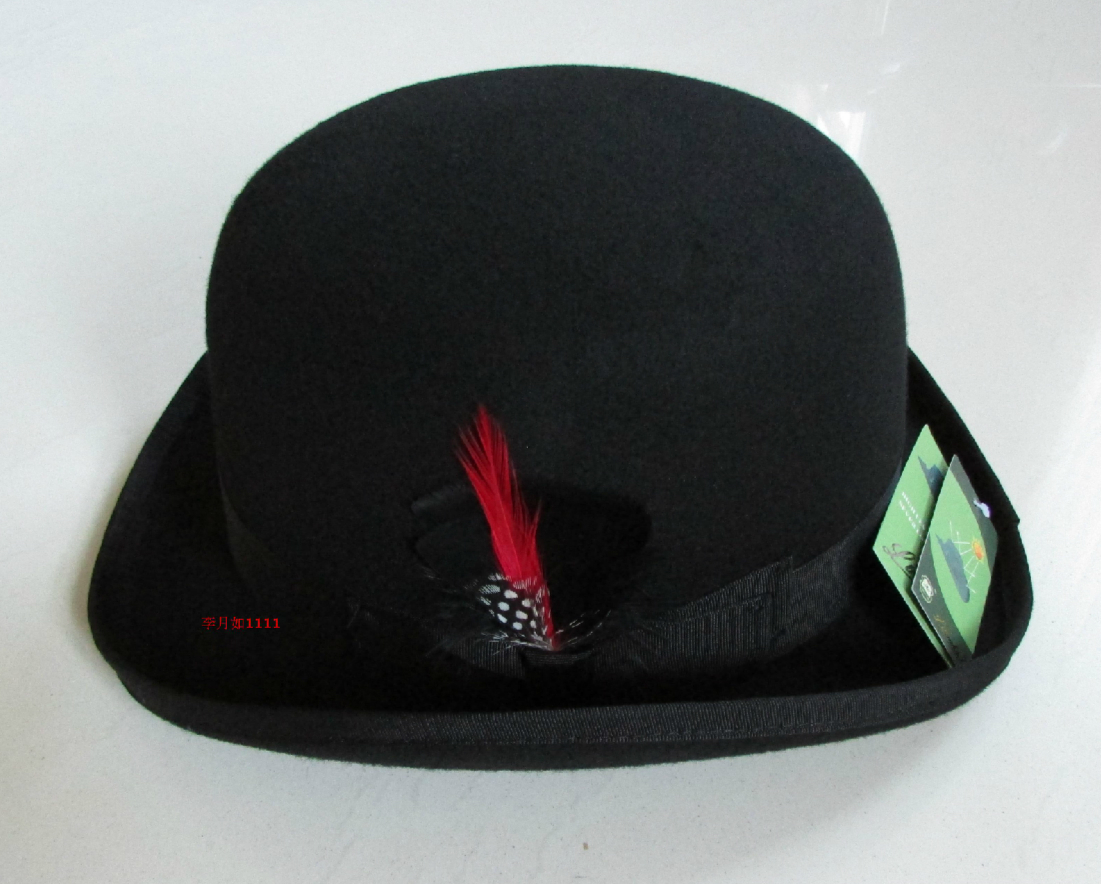 New 100% Wool Hat High Quality Fashion Men's And Women's Black Cap Bowler Hats Black Wool Felt Derby Bowler Hats B-8134 Q190417