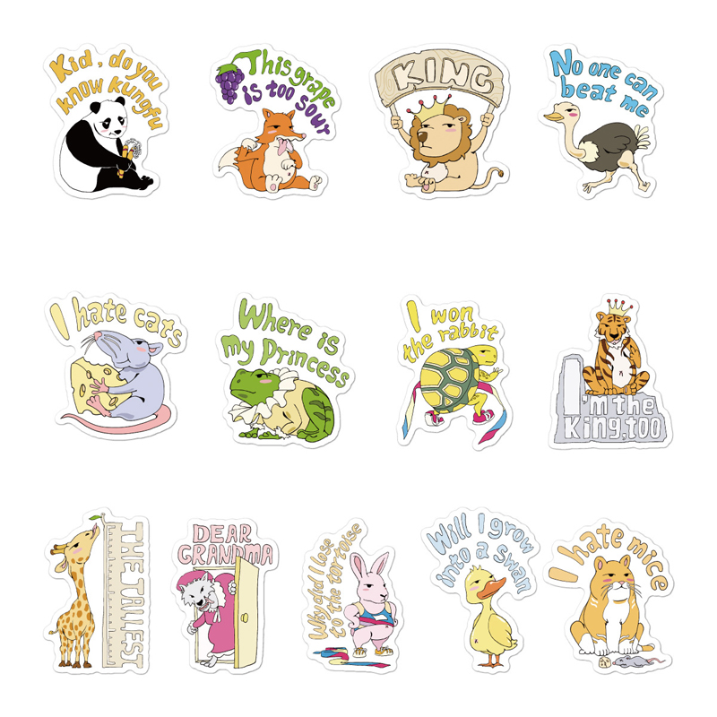 Waterproof Super Cute Cartoon Animal Stickers For Car Laptop Phone Pad Bicycle Decal Kids Gift Tiger Elephant Lion