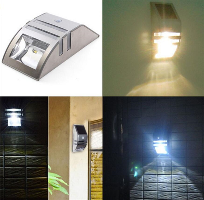 Solar Powered Wall Lamp 2 LED Automatic Motion Sensor Security Light Waterproof Street Light For Patio Deck Yard Garden