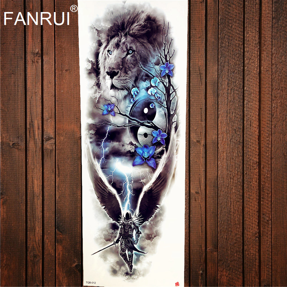 Army Warrior Soldier Black Temporary Tattoo Stickers For Men Full Body Art Arm Sleeve Tattoo 48*17CM Large Waterproof Tattoo Girl