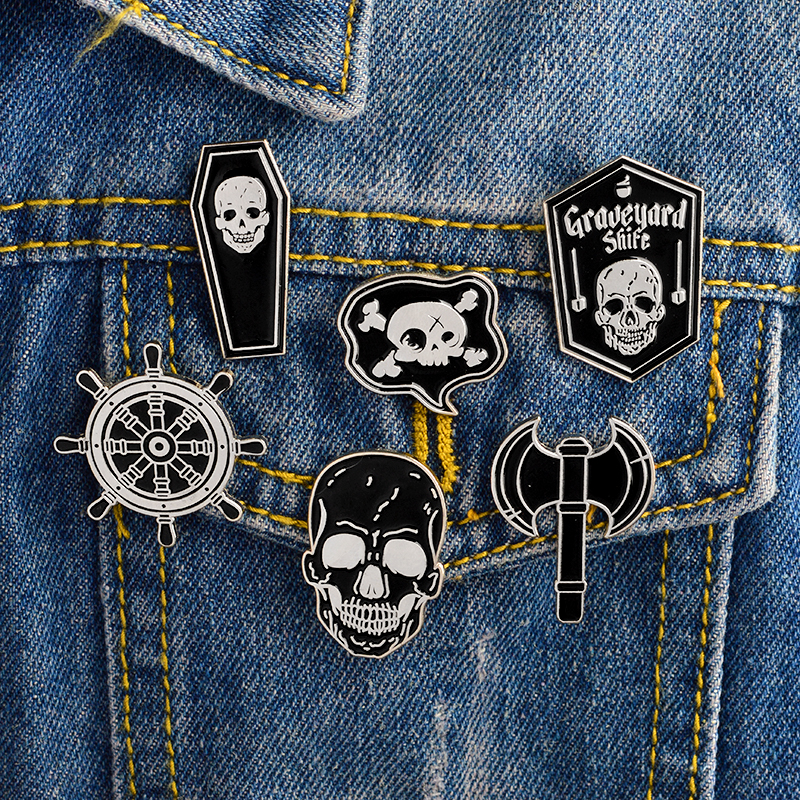 Different Models Skeleton Pirate Enamel Brooches Compass Ax Skull Coffin Pin Clothes Button Badge Punk Jewelry Gift Friends, Gray
Different Models Skeleton Pirate Enamel Brooches Compass Ax Skull Coffin Pin Clothes Button Badge Punk Jewelry Gift Friends, Gray