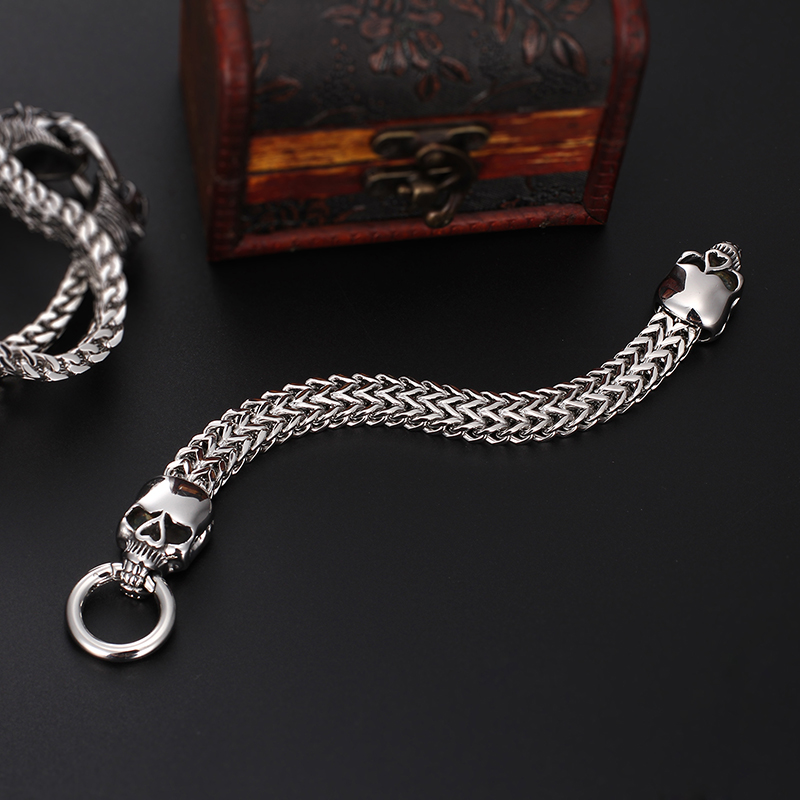 Men's Thick Heavy Bracelets Lion Head Wolf Head Skull Head Bangle Stainless Steel Titanium Steel High Quality Jewelry