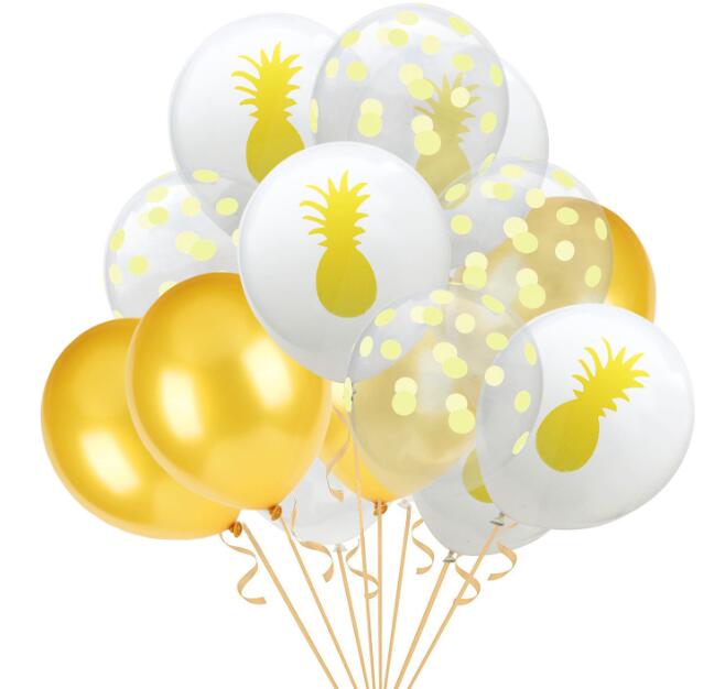 Hawaii Party Theme Balloons Set 12 inch Flamingo Pinapple Leave Printed Dot Balloons Party Decoration 15pcs/set