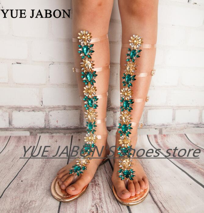 Newest 2020 Summer Flats Sandal Gladiator Green Rhinestone Knee High Buckle Strap Woman Boots Bohemia Style Crystal Beach Shoes, Blue sole
Newest 2020 Summer Flats Sandal Gladiator Green Rhinestone Knee High Buckle Strap Woman Boots Bohemia Style Crystal Beach Shoes, Blue sole