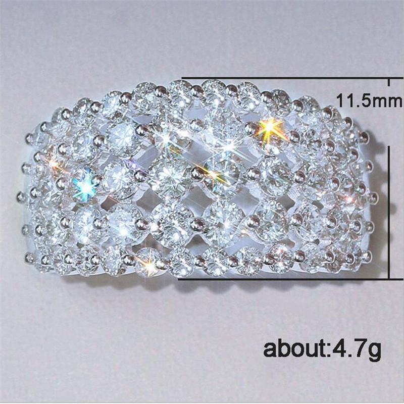 Choucong Sparkling Handmade Luxury Jewelry 925 Sterling Silver Pave White Sapphire CZ Diamond Promise Hollow Women Wedding Band Ring Gift