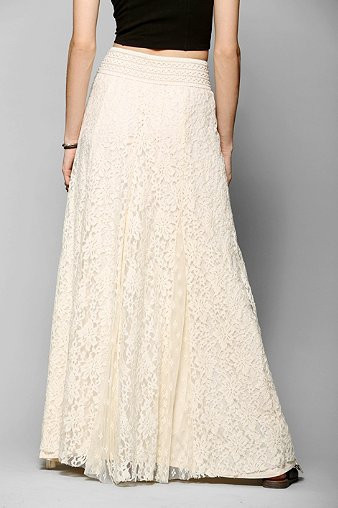 white cotton long lace skirt Summer Beach Wedding Skirt Retro Wedding Look 223M