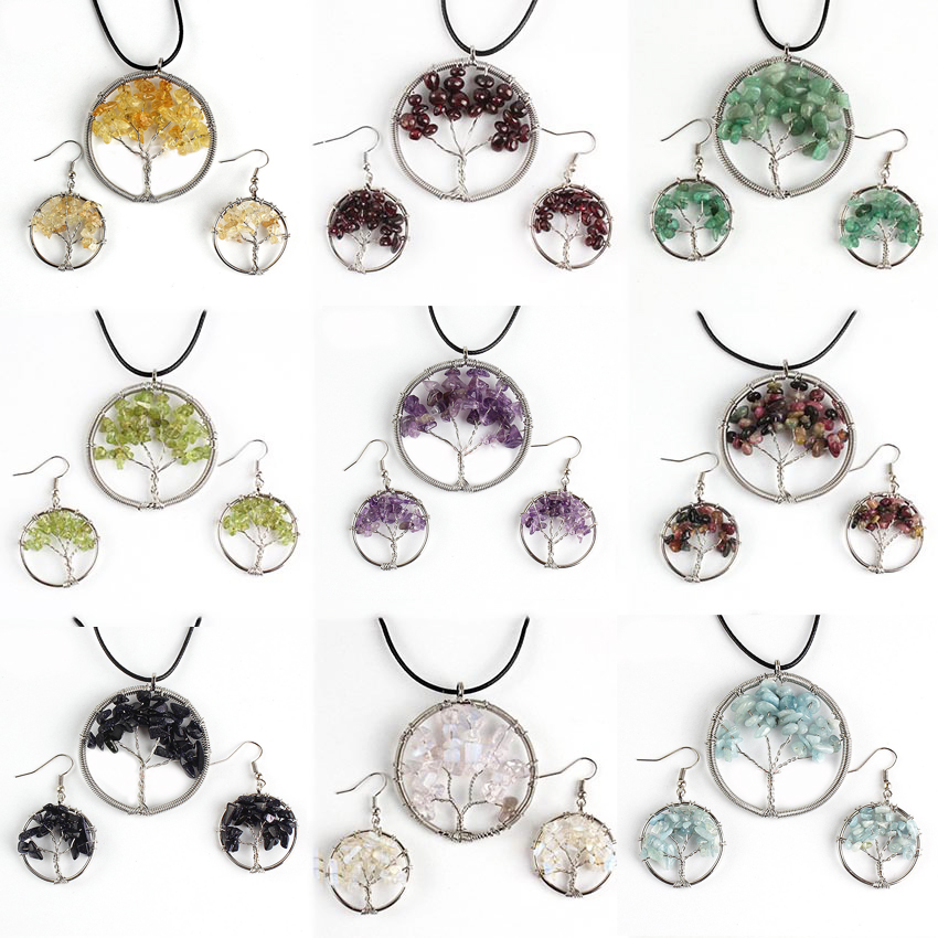 Wholesale 6 Sets Amethyst Tree of life Pendants Earring Sets Silver Trendy Jewelry Sets Wedding Engagement For Women, Multi-color
Wholesale 6 Sets Amethyst Tree of life Pendants Earring Sets Silver Trendy Jewelry Sets Wedding Engagement For Women, Multi-color